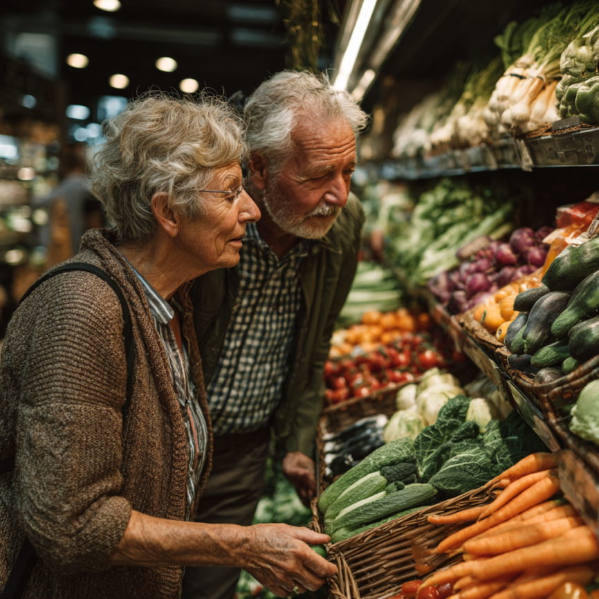 Здорова літня людина з овочами